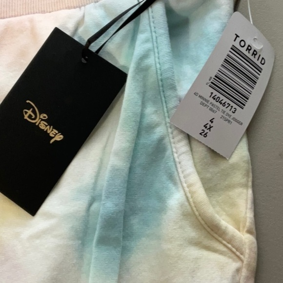 Torrid Disney Minnie Mouse Pastel Rainbow Tie Dye Crop Jogger size 4x NWT - Picture 4 of 9